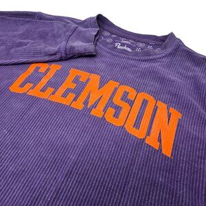 Clemson Tigers Waffle‎ Knit Thermal Shirt Small Long Sleeve Purple Orange Logo